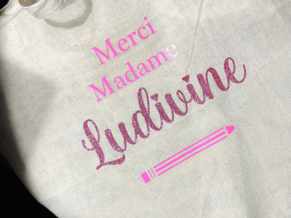 Tote bag « Merci Madame » personnalisé