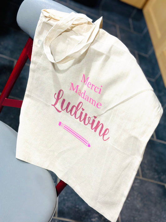 Tote bag « Merci Madame » personnalisé