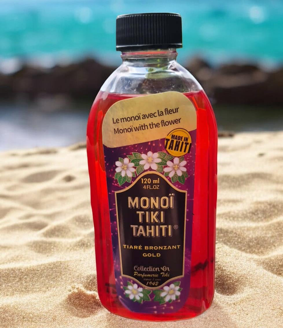 Monoï TIKI Tahiti Bronzant pailleté 120ml - fleur de tiaré